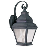 Livex Lighting - Exeter Outdoor Wall Lantern, Charcoal - Finished in charcoal with clear water glass, this outdoor wall lantern offers plenty of stylish illumination for your home's exterior.