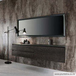 Via Veneto 180cm Glass Top Vanity RH Basin with Grey Oak Cabinet - Bathroom Basins