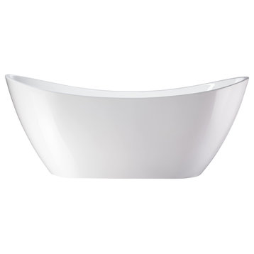 71"x32" Freestanding Acrylic Bathtub, White/Classic Chrome