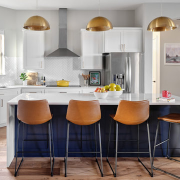 White and Navy Two Toned Kitchen Cabinets