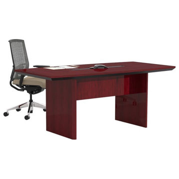 Safco Corsica 6' Boat Shaped Conference Table with Slab Wood Base in Cherry