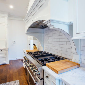 White Glazed Kitchen with Walnut Island Top
