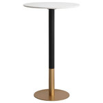 Home Living - Roxie 23" Pub Table, White - This pub table makes a nice addition to your home. This pub table provides additional dining space in your kitchen. Features a matte brass base that is accented with black metal stand and a faux marble top. The table top is 23.5 inch wide making it big enough for two but still small enough to use the space economically.