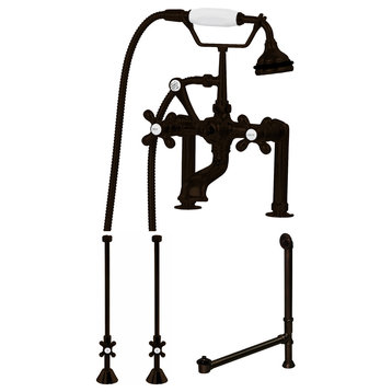 Telephone Faucet Deck Mount Plumbing Package, 6" Risers, Oil Rubbed Bronze