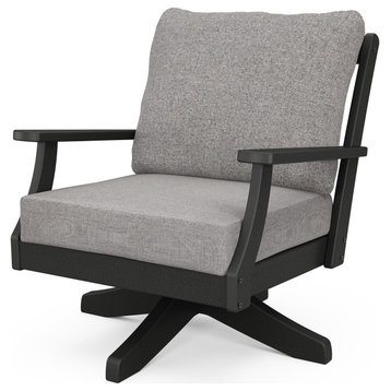 Braxton Deep Seating Swivel Chair, Black/Gray Mist
