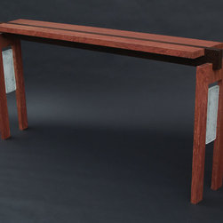Floating Bubinga Top Console with Cast Glass - Side Tables And End Tables