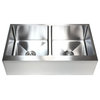 36" Stainless Steel Flat Front Farm Apron 50/50 Double Bowl Kitchen Sink