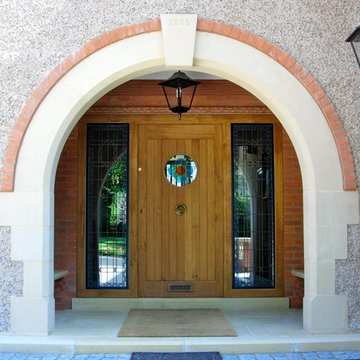 Main Entrance and porch with seating