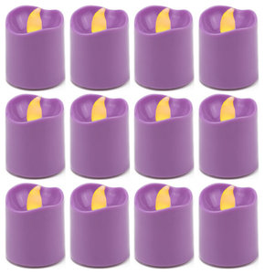 LED-12 Flameless LED Votive Candles, 12 Pieces, Violet