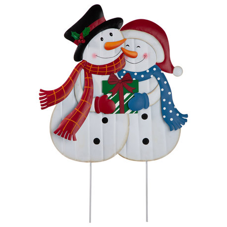 30"H Metal Lovely Snowman Yard Stake or Standing Decor or Wall Decor