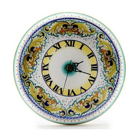 Deruta Vario, Round Wall Clock Dec. Foglie Verdi