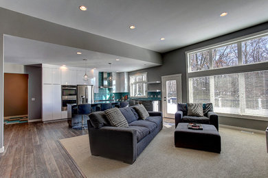 This is an example of a modern family room in Grand Rapids.
