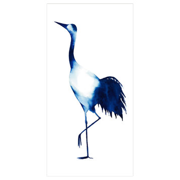 "Ink Drop Crane 2" Wall Art on Frameless Free Floating Tempered Glass Panel