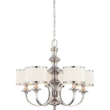 Candice 5 Light - Chandelier With Pleated White Shades