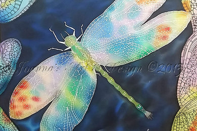 Original wall art silk painting "Dragonfly"