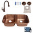 Kandinsky 32.25" Undermount Copper Kitchen Sink, Canton Faucet and Drains
