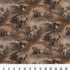 Beige Wild Horses Galloping Themed Tapestry Upholstery Fabric By The Yard