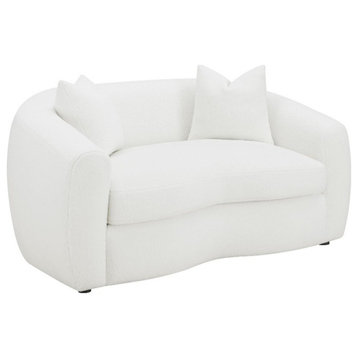 Pemberly Row Modern Fabric Upholstered Tight Back Loveseat White