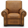 Valencia 100% Top Grain Hand Antiqued Leather Traditional Recliner, Tan
