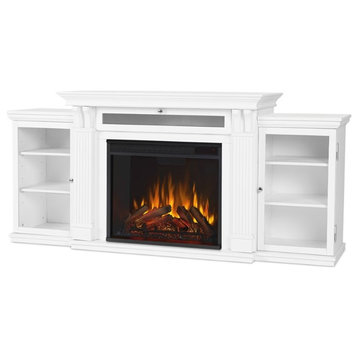 Bowery Hill Traditional Wood Fireplace TV Stand for TVs up to 67" in White