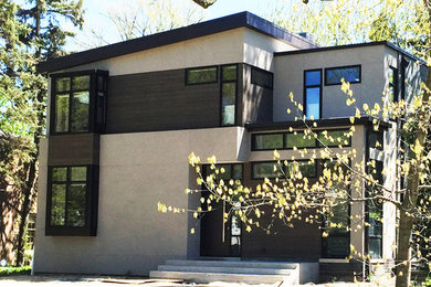 Example of a minimalist exterior home design in Chicago