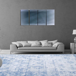 Contemporary Distressed Vintage Blue Rug - Area Rugs