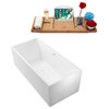 58" Streamline N262WH Soaking Freestanding Tub and Tray With Internal Drain