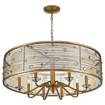 Joia 8-Light Chandelier in Peruvian Gold with a Sheer Filigree Shade