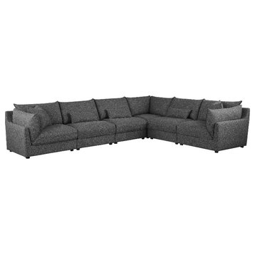 Coaster Sasha 6-Piece Upholstered Fabric Modular Sectional in Barely Black