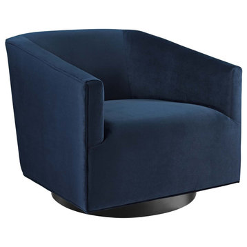Twist Accent Lounge Performance Velvet Swivel Chair, Midnight Blue