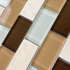 Glass Mosaic Tile White Brown Yellow Glass Mix Beige Travertine 2x4, 1 sheet