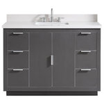 Avanity - Avanity Austen 49" Vanity, Twilight Gray/Gold With Carrara White Top - The Austen 49 in. vanity combo is simple yet stunning. The Austen Collection features a minimalist design that pops with color thanks to the refined Twilight Gray finish with matte gold trim and hardware. The vanity combo features a solid wood birch frame, plywood drawer boxes, dovetail joints, a toe kick for convenience, soft-close glides and hinges, carrara white marble top and rectangular undermount sink. Complete the look with matching mirror, mirror cabinet, and linen tower. A perfect choice for the modern bathroom, Austen feels at home in multiple design settings.
