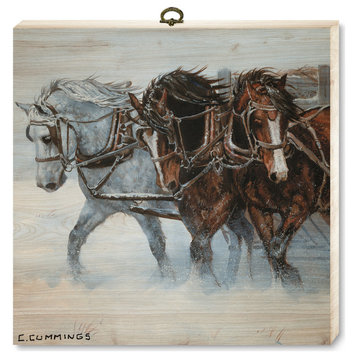 "Winter Wind Horses" Cutting Board, 12"x12"