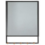 The Novogratz - Industrial Black Wood Wall Mirror 46323 - Display this black wall mirror in a modern industrial themed living room, bathroom or bedroom. This item ships in 1 carton. Square mirror with brass-finished hooks. Can be hung vertically using the keyholes on the back; nails and screws not included. Suitable for indoor use only. Maximum weight limit is 20 lbs. This is a single wall mirror. Industrial style.