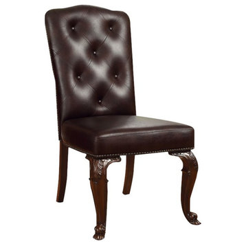 Furniture of America Ramsaran Brown Cherry Faux Leather Dining Chair (Set of 2)