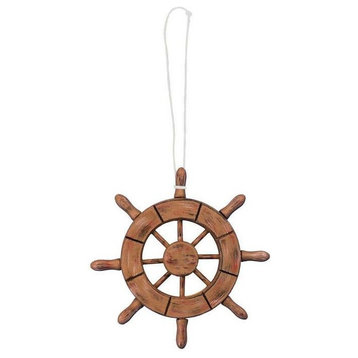 Rustic Wood Finish Decorative Ship Wheel Christmas Tree Ornament 6''