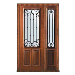 Prehung Sidelite Door 96 Wood Mahogany Valencia 2/3 Lite - Front Doors