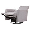 Home Square 2 Piece Recliner and Swivel Glider Set with Cream Piping in Gray