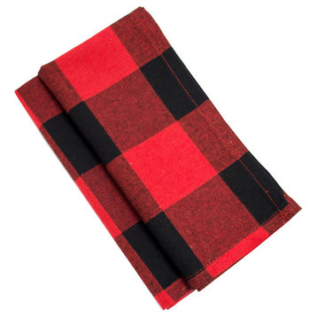 Buffalo Plaid Red and Black Cotton Cloth Napkin (Napkin 20"x20" Set of 4)