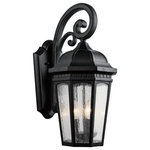 Kichler Lighting - Kichler Lighting 9034BKT Courtyard - Three Light Outdoor X-Large Wall Mount - Uncluttered and traditional, this 1 light outdoor wall lantern from the Courtyard™ collection adds the warmth of a secluded terrace to any patio or porch. Featuring a Textured Black finish and Etched Seedy Glass, this design will elevate and enhance any spaceShade Included: Yes* Number of Bulbs: 3*Wattage: 60W* BulbType: B10* Bulb Included: No