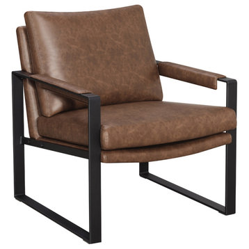 Upholstered Accent Chair With Removable Cushion Umber Brown and Gunmetal