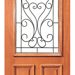 Mahogany Insulated Radius Lite Home Single Door with Ironwork - Front Doors