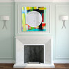 "Shine" Square Beveled Wall Mirror on Floating Printed Tempered Art Glass
