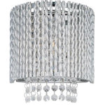 ET2 Lighting - ET2 Lighting Spiral - One Light Wall Mount - The Spiral Collection's twisted metal tubing sparkles like diamonds in the sun. Strands of high quality K9 crystal beads add to the impact making this fixture look as brilliant on as it does off.Spiral One Light Wall Mount Polished Chrome Clear/White Glass *UL Approved: YES *Energy Star Qualified: n/a  *ADA Certified: n/a  *Number of Lights: Lamp: 1-*Wattage:60w G9 Xenon bulb(s) *Bulb Included:Yes *Bulb Type:G9 Xenon *Finish Type:Polished Chrome