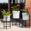 3-Piece Washed White Metal Plant Stand Set
