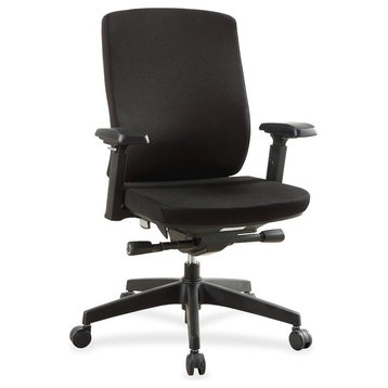 Lorell Mid-Back Chair With Adjustable Arms, Fabric Black Seat