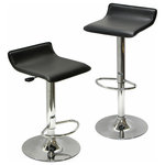 Winsome Wood - Spectrum Set of 2, Adjustable Air Lift Stools, Black Faux Leather, RTA - Adjust your seat with these Winsome Wood Spectrum Adjustable Swivel Stools, a modern style that will blend well with contemporary settings. Featuring a black, sleek faux leather seat and a steel with chrome plated finish base. The stylish shape and sophisticated look will make an excellent addition to any area of your house. They have a backless design which make these convenient for storing away under the breakfast or wet bar when adjusted to a lower position. Your guests can have their seat at their preferred height, raised up to 30.83" or easily lowered to 22.72" by just lifting the leveler on the side, making these suitable for all guest. So, whether in your kitchen or in-home bar these versatile bar stools swivel up to 360 degrees for extra utility and a have a foot bar providing that additional comfort. The 15" base also helps provide durability and sturdiness for long-lasting wear. This set of 2 is shipped in 1 box for your convenience. Minimal assembly is required. Replacement parts can be requested directly to the manufacturer within 60 days from date of purchase.