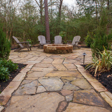 Flagstone Path and Seating Area, Sandstone 6X6 Firepit