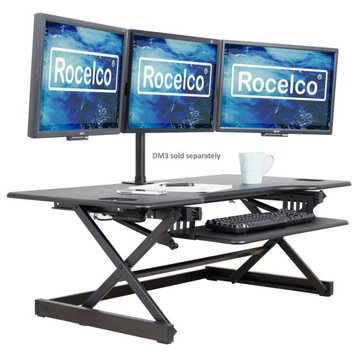 Rocelco 46" Large Height Adjustable Standing Desk Converter - Black