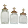 Set of 3 Clear Glass Decorative Jars 561726